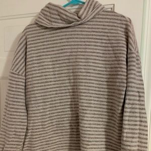 Cowl neck striped sweater